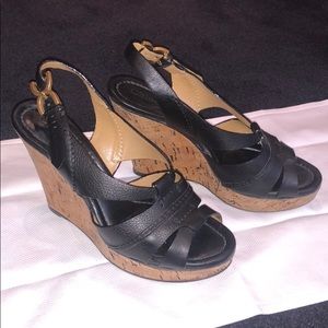 Chloé Black Leather Wedges
